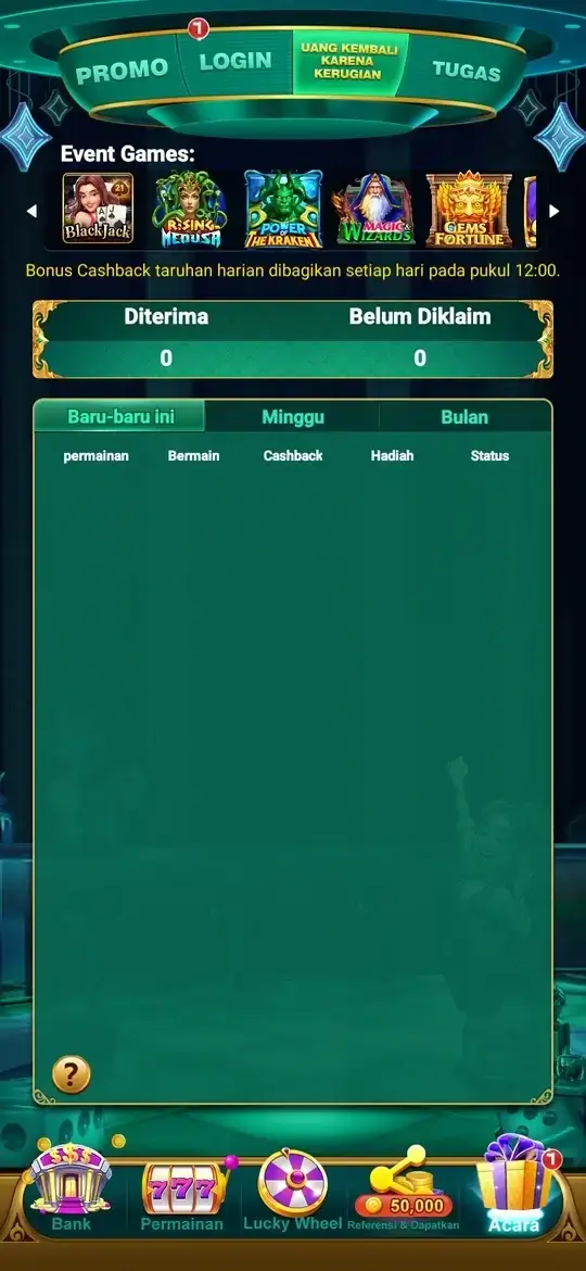 99RP event games dan cashback harian