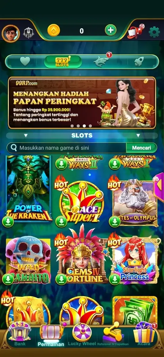 99RP koleksi slot games populer